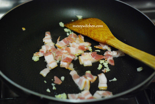 Saute Garlic & Add Bacon
